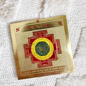 VINTAGE INDIA 24K Gold Plated Sri Yantra Plate